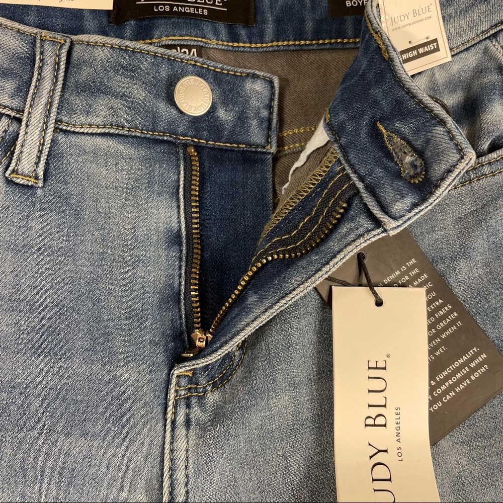 NWT Judy Blue Therma Denim Boyfriend Fit High Waist Medium Wash Jeans Size 0 - Picture 6 of 16